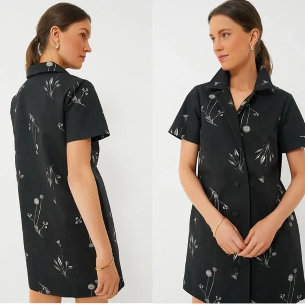 Tuckernuck NEW Black Meadow Rue Marley Collared Cotton Mini Dress Size XL - Picture 2 of 11